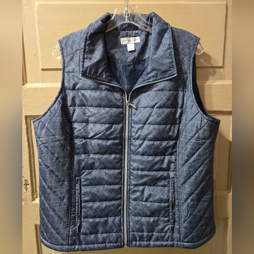 🌴Christopher & Banks Zip Front Slate Blue Puffer Vest EUC Size: XL - Picture 5 of 5